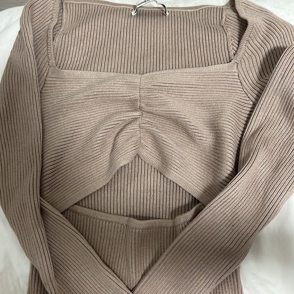 Abercombie cinched front cutout midi sweater dress - tan - Picture 7 of 7